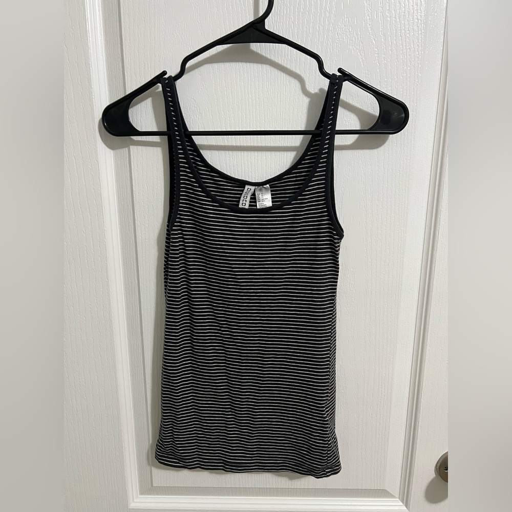 H&M Black with white stripes tank top